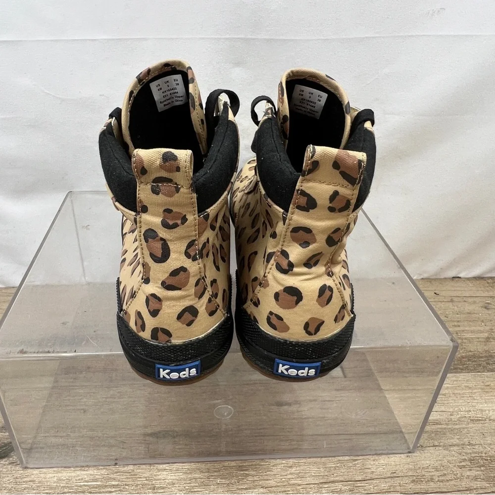 Keds Girls shoes‎ 5M Scout Black Tan Leopard Hi-Top Lace Up Sneaker Boots
